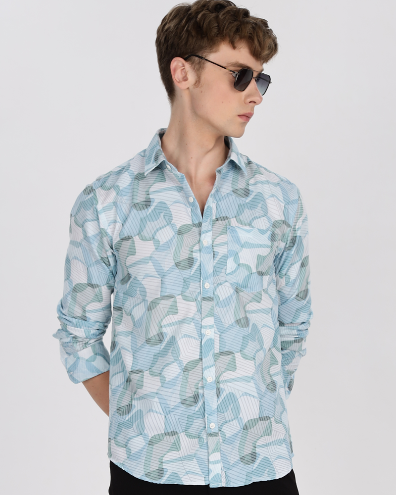 Men's Pattern Cotton Regular Fit Shirt MS4
