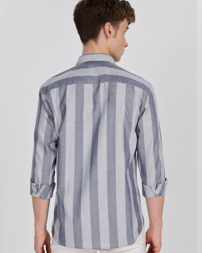 Men's Striped Cotton Regular Fit Shirt MS2