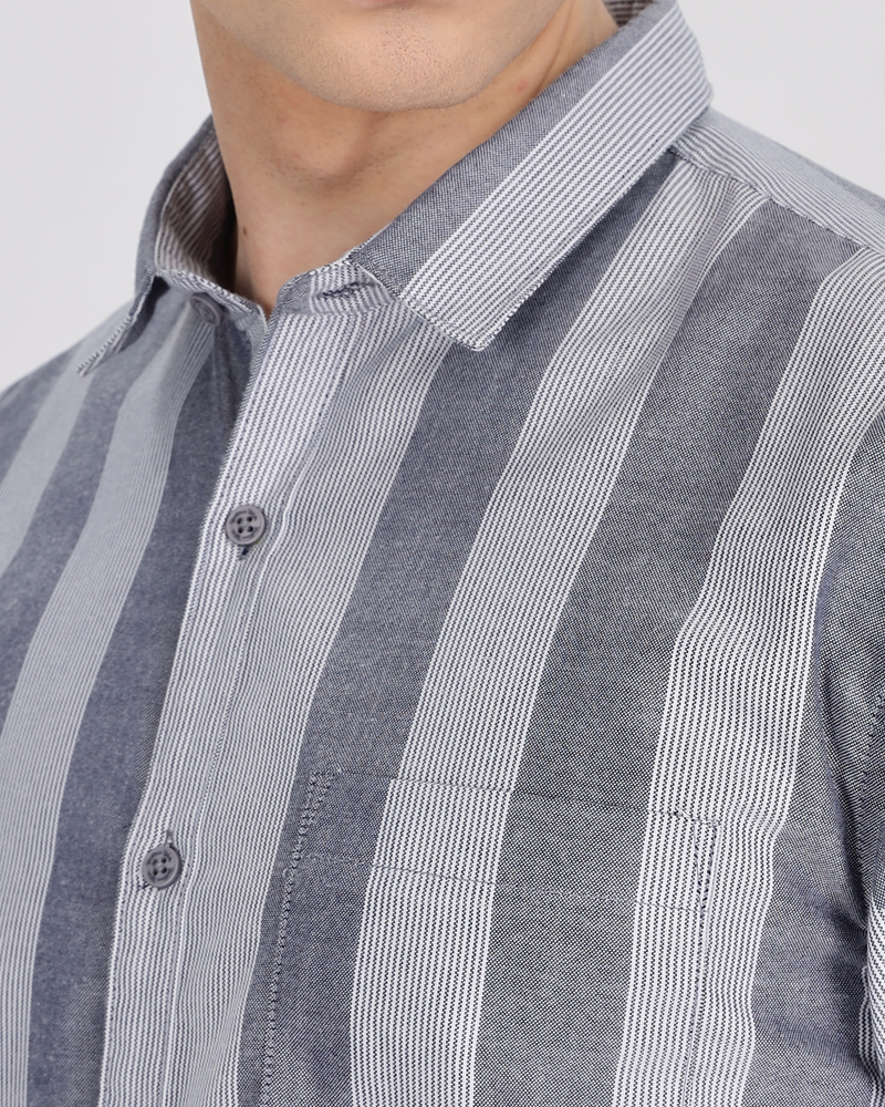 Men's Striped Cotton Regular Fit Shirt MS2