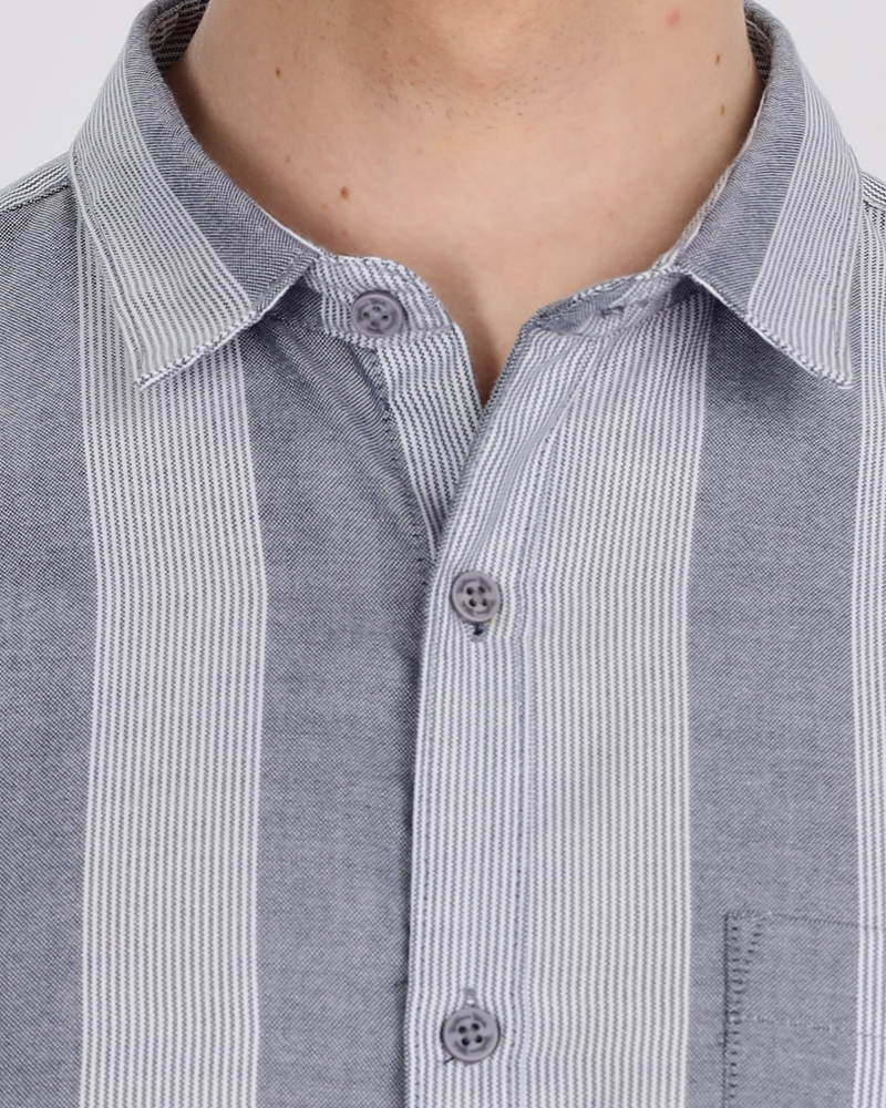 Men's Striped Cotton Regular Fit Shirt MS2