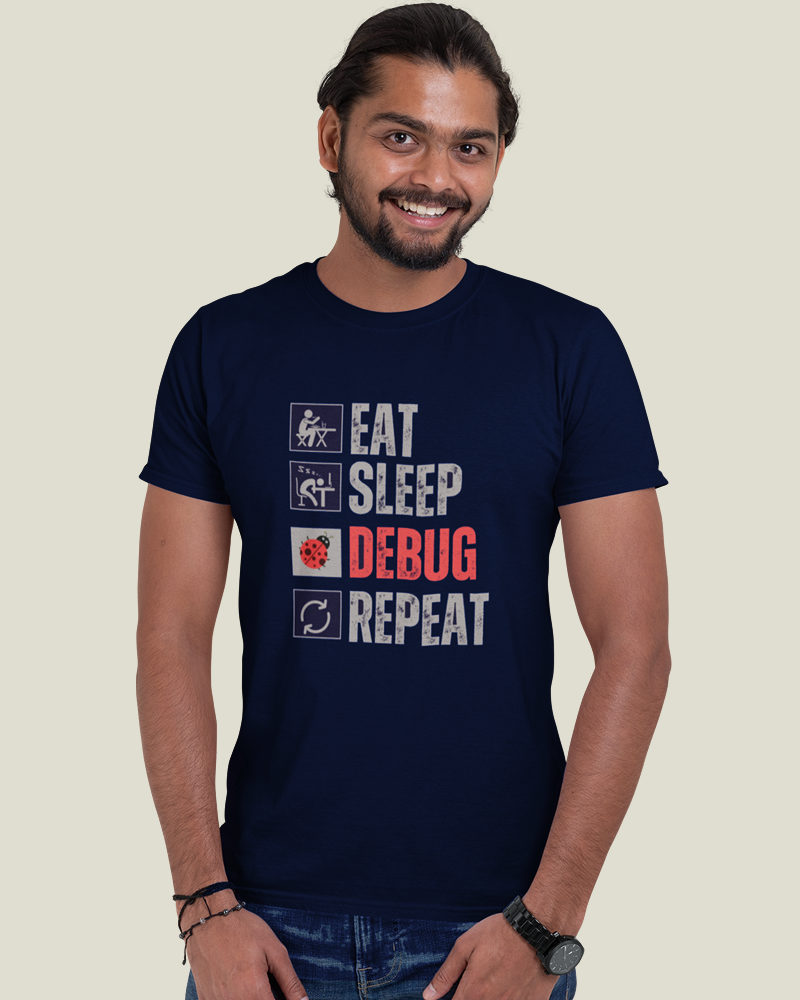 Eat-Sleep-Debug-Repeat - Unisex premium round neck cotton T-Shirt