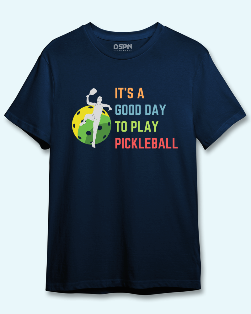 It's a good day to play Pickleball - Premium 100% Cotton Round Neck Biker T- Shirt