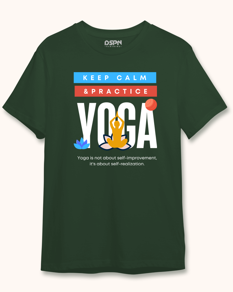 Keep Calm Practice Yoga Unisex 100% premium half sleeves cotton t-shirt