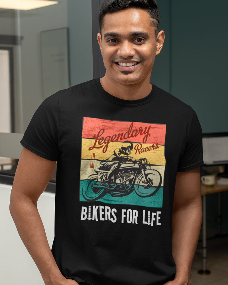 Bikers For Life - Round Neck Men's Biker T Shirt -
