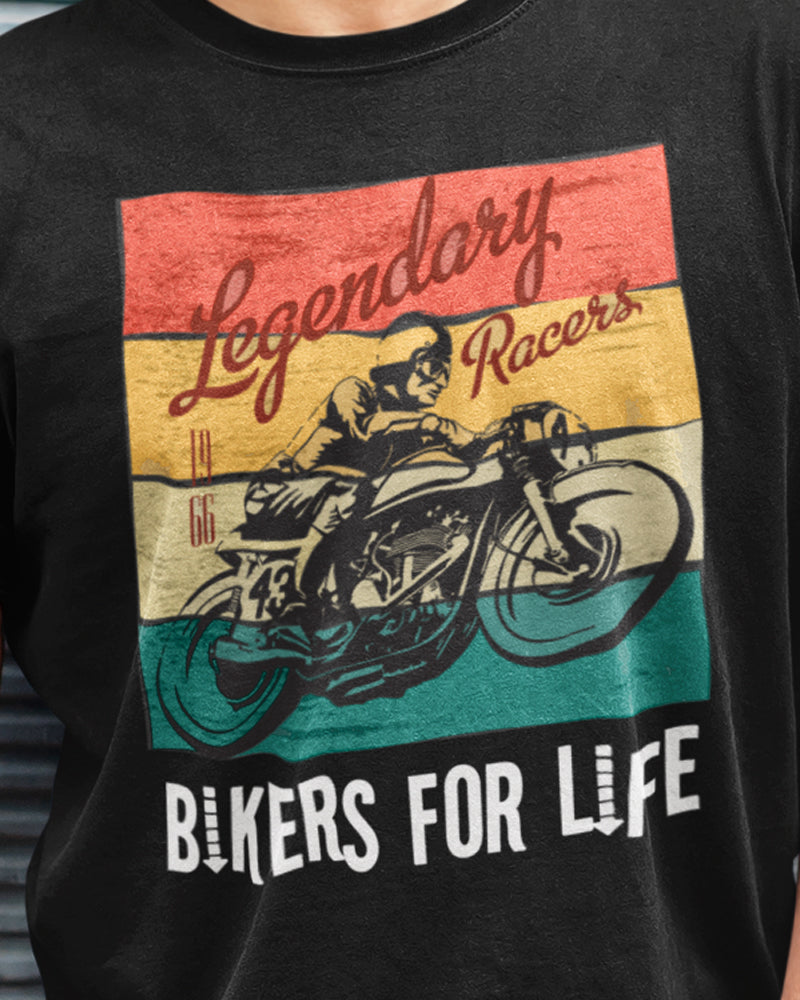 Bikers For Life - Round Neck Men's Biker T Shirt -