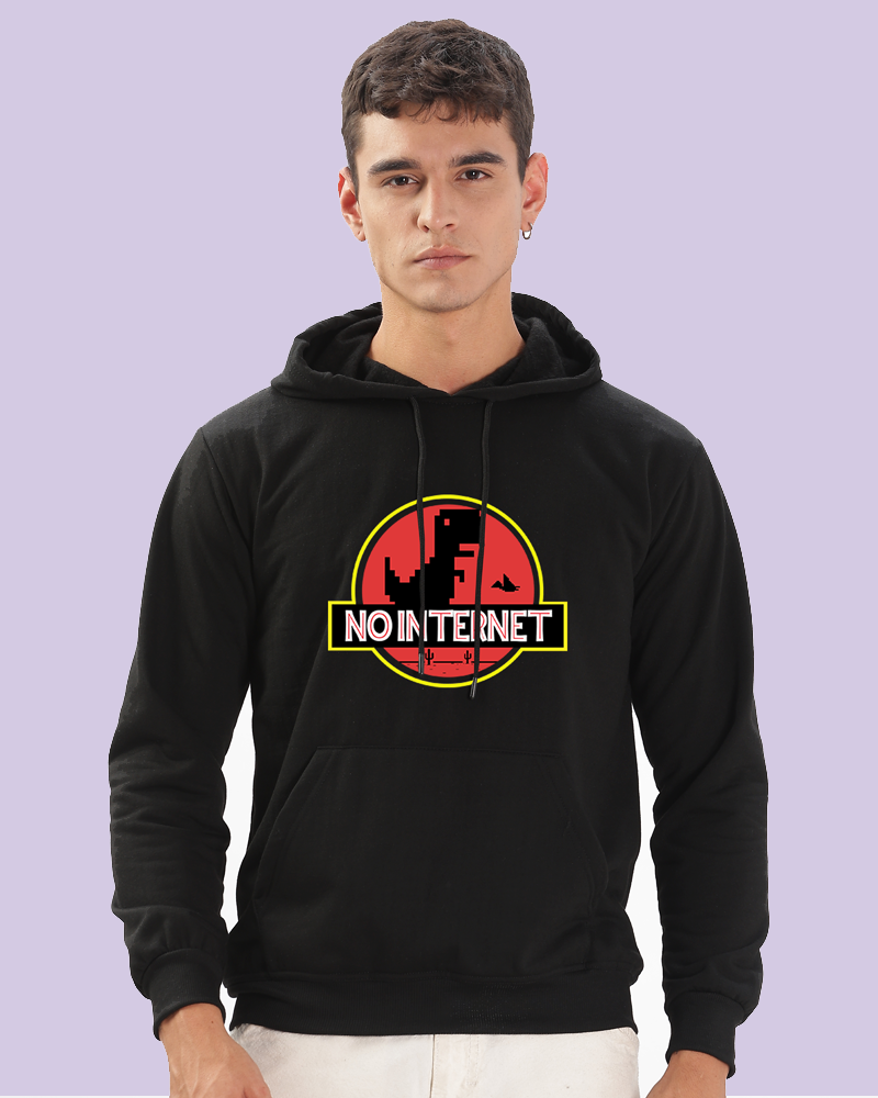 No Internet - Men Pullover drawstring hoodie with kangaroo pocket.