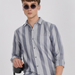 Men's Striped Cotton Regular Fit Shirt MS2