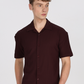 Men textured shirt - Maroon cuban collored