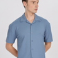 Men textured shirt - Blue cuban collored