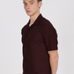 Men textured shirt - Maroon cuban collored