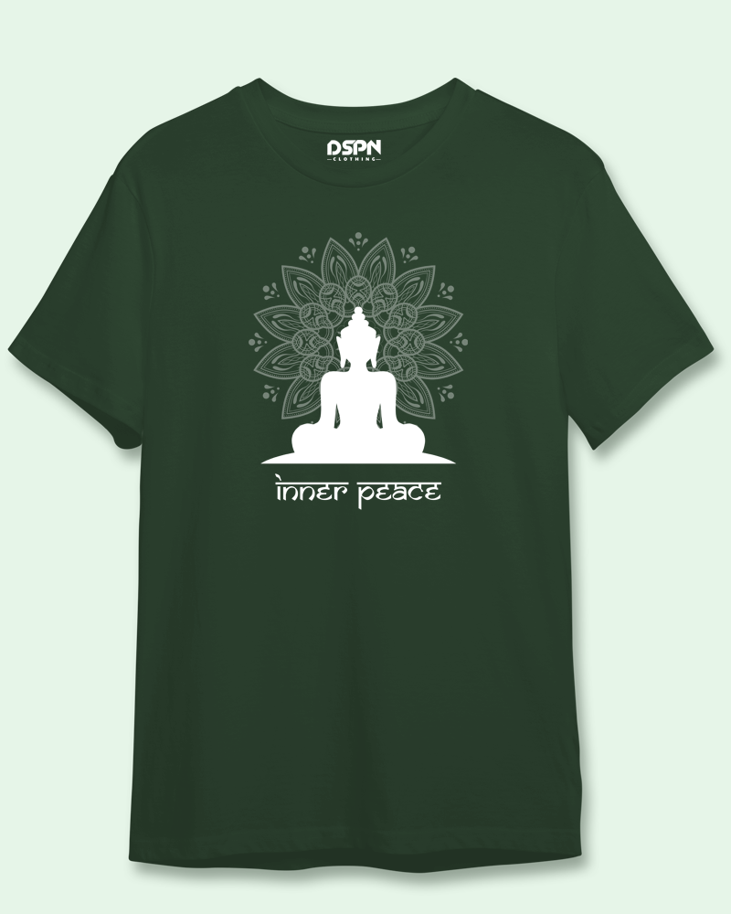 Inner Peace - Unisex Yoga T-Shirt - Round neck, Half Sleeves. 100% premium Cotton