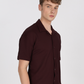 Men textured shirt - Maroon cuban collored