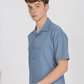 Men textured shirt - Blue cuban collored