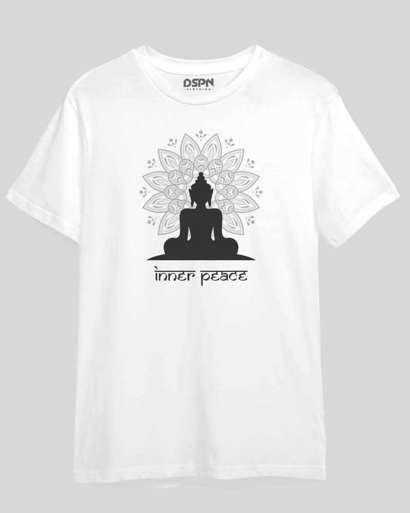 Inner Peace - Unisex Yoga T-Shirt - Round neck, Half Sleeves. 100% premium Cotton