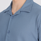 Men textured shirt - Blue cuban collored