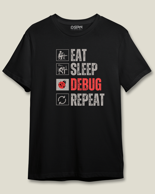 Eat-Sleep-Debug-Repeat - Unisex premium round neck cotton T-Shirt