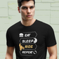 Eat Sleep Ride Repeat -100% Cotton Half sleeves Biker T-Shirt