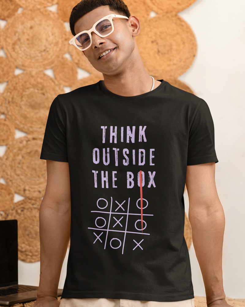 Think outside the box - Men Half Sleeve round neck 100% Cotton T-Shirt