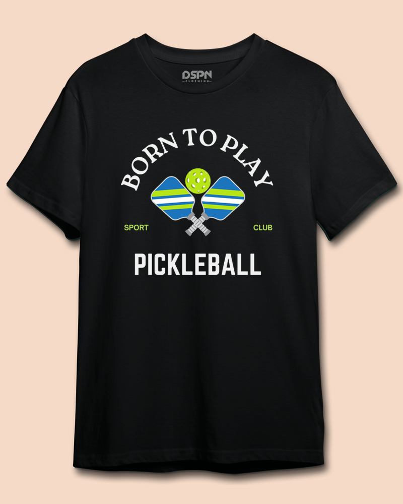 Born to Play Pickleball - Premium 100% Cotton Round Neck Biker T- Shirt