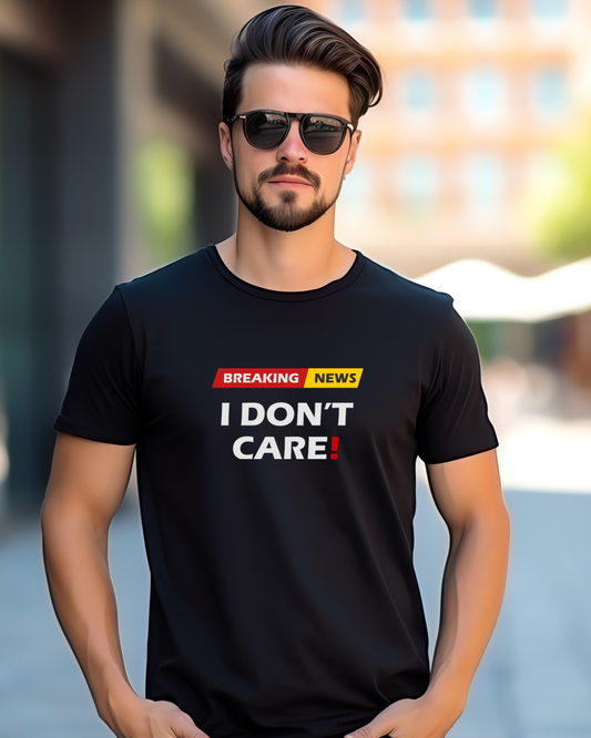 Breaking News - I Don't Care - Premium Cotton Round neck T-Shirt