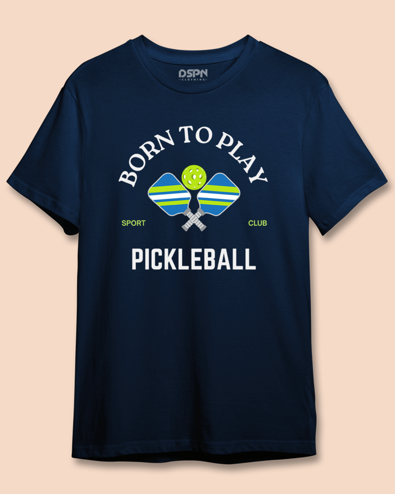 Born to Play Pickleball - Premium 100% Cotton Round Neck Biker T- Shirt