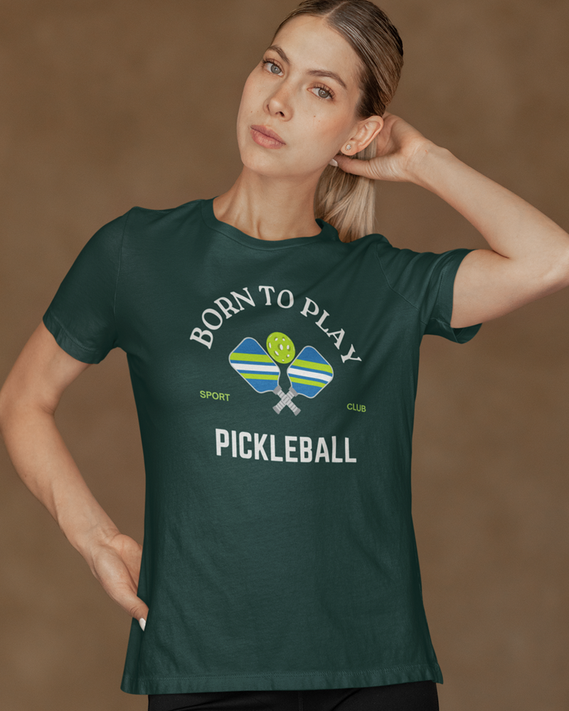 Born to Play Pickleball - Premium 100% Cotton Round Neck Biker T- Shirt