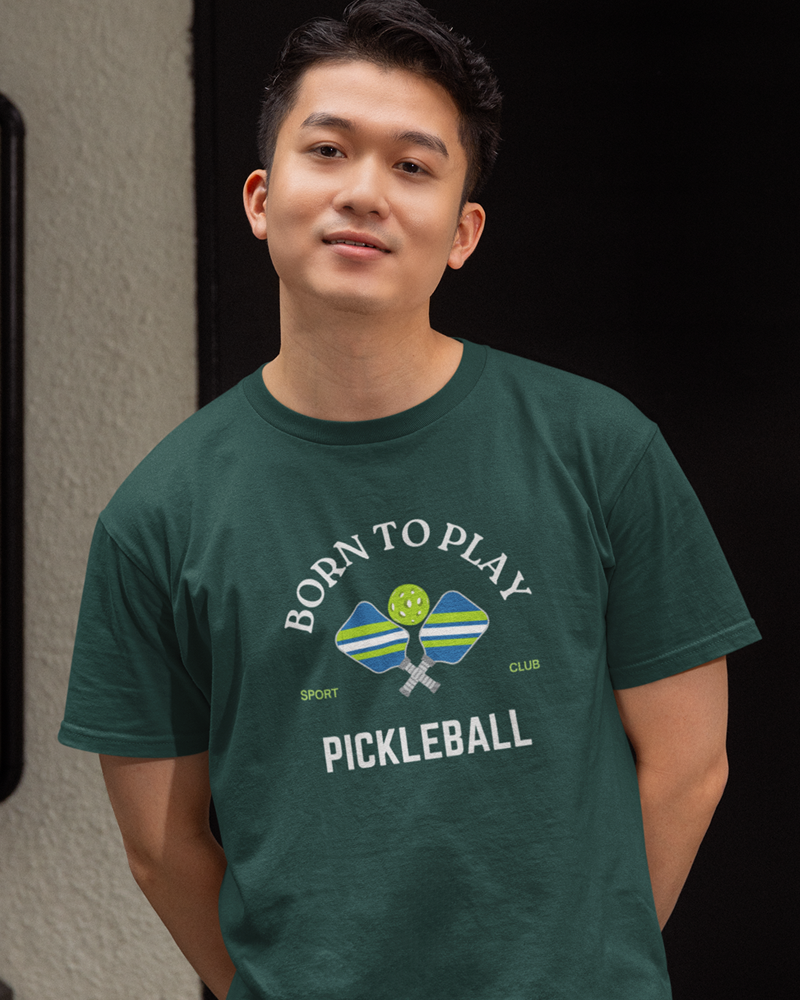 Born to Play Pickleball - Premium 100% Cotton Round Neck Biker T- Shirt