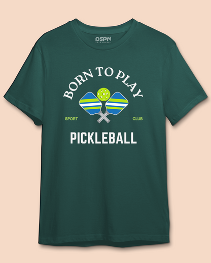 Born to Play Pickleball - Premium 100% Cotton Round Neck Biker T- Shirt