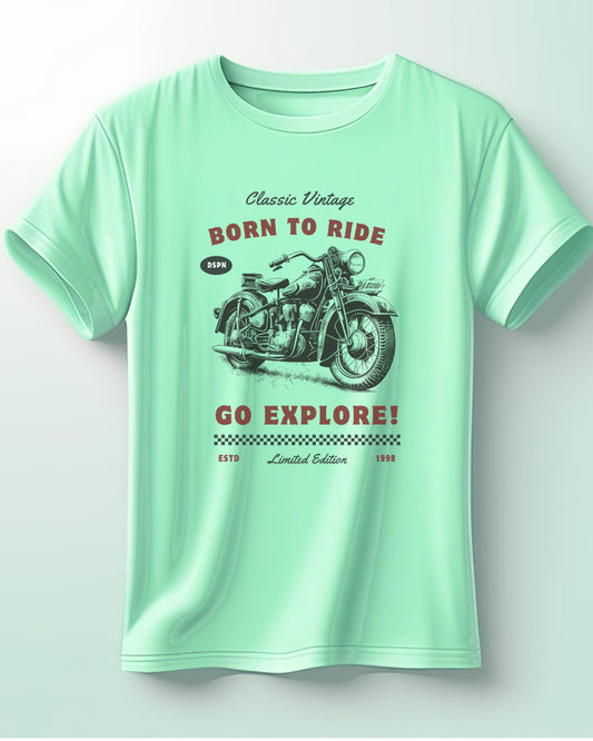 Classic Vintage - Born to Ride - Round neck Premium cotton T-Shirt