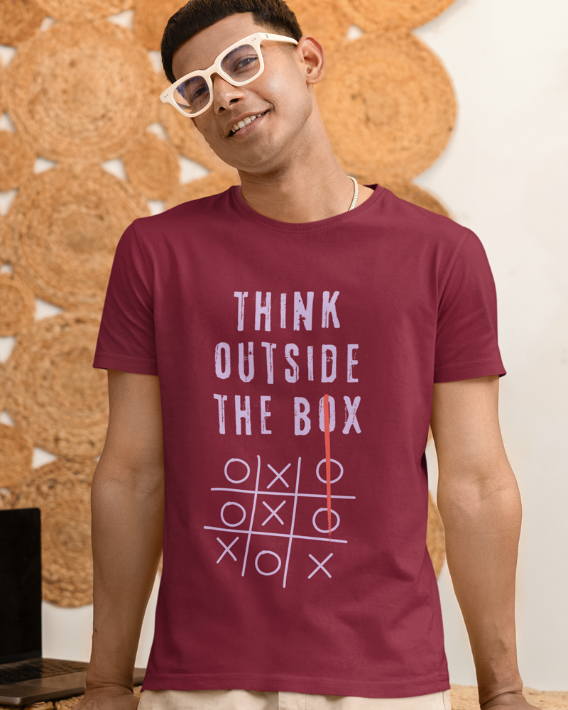 Think outside the box - Men Half Sleeve round neck 100% Cotton T-Shirt