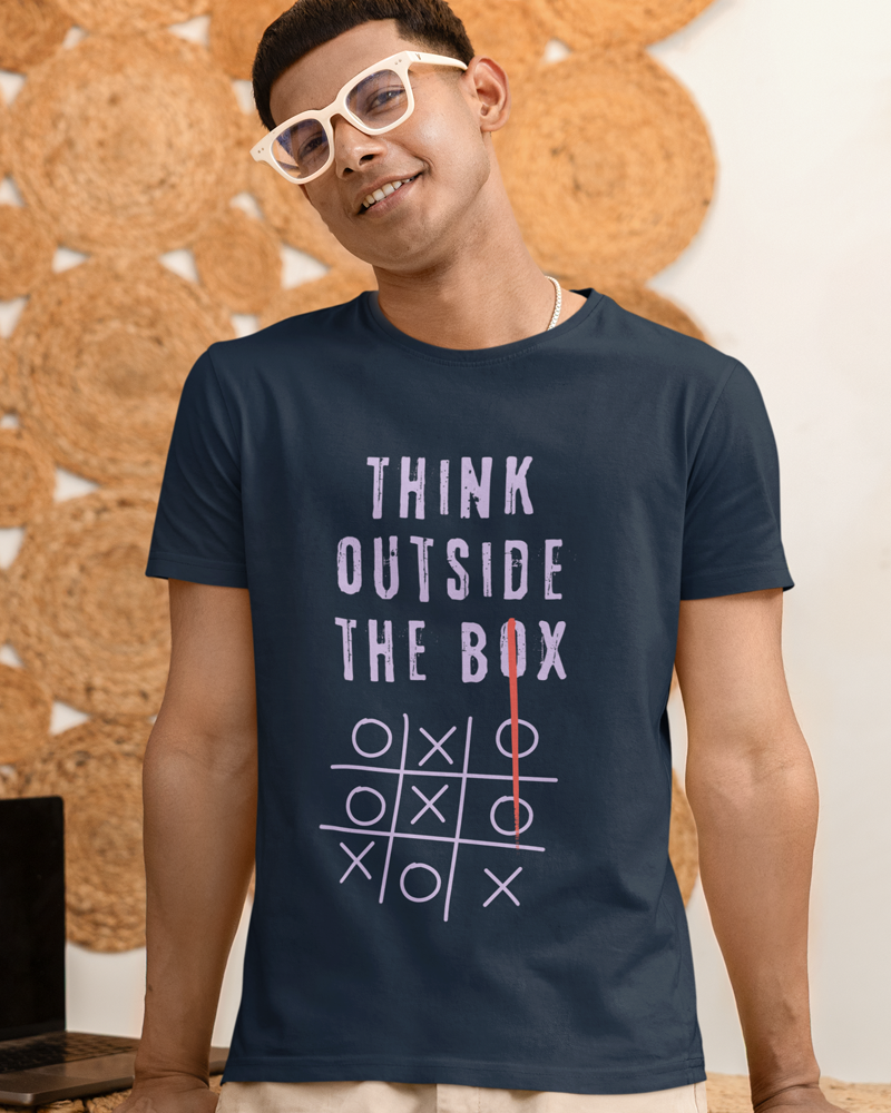 Think outside the box - Men Half Sleeve round neck 100% Cotton T-Shirt