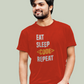 Eat Sleep Code Repeat 100% Cotton Premium Round neck  Programmer T-Shirt