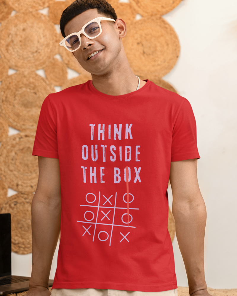 Think outside the box - Men Half Sleeve round neck 100% Cotton T-Shirt