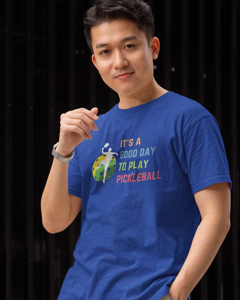 It's a good day to play Pickleball - Premium 100% Cotton Round Neck Biker T- Shirt