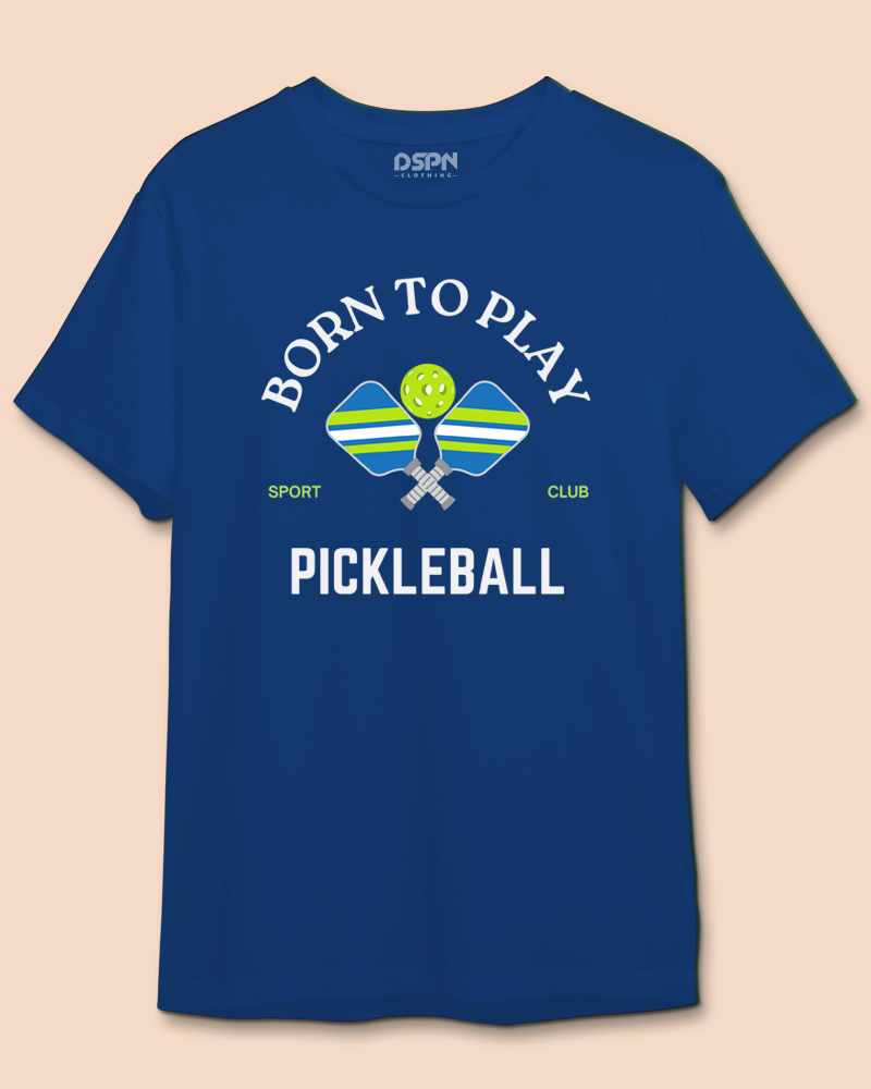 Born to Play Pickleball - Premium 100% Cotton Round Neck Biker T- Shirt