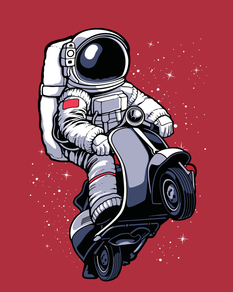 Men's T shirt - Astronaut on Scooter