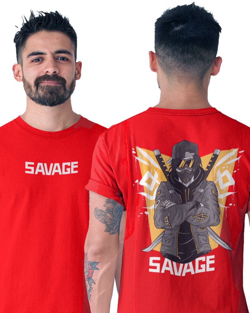 03 - Savage Anime - Short Sleeves T Shirt - Maroon