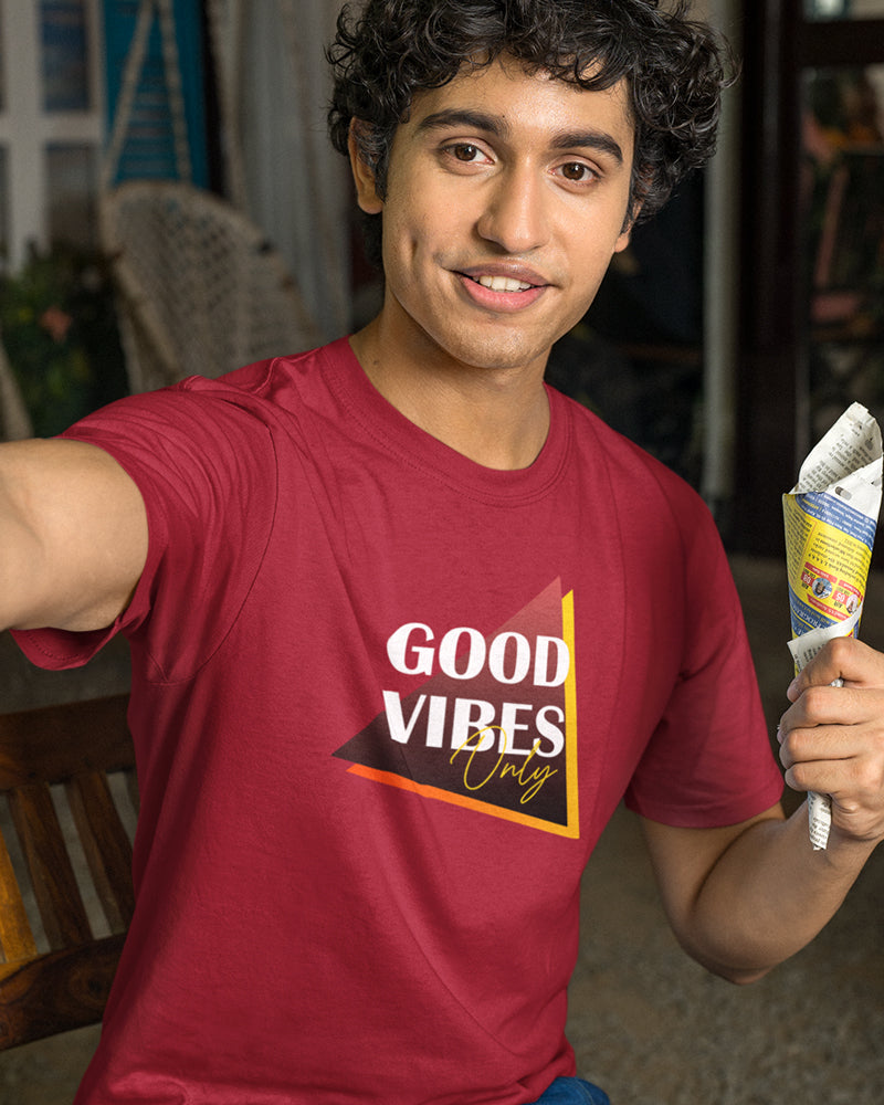 Good VIbes Only - Short Sleeves T Shirt - Maroon